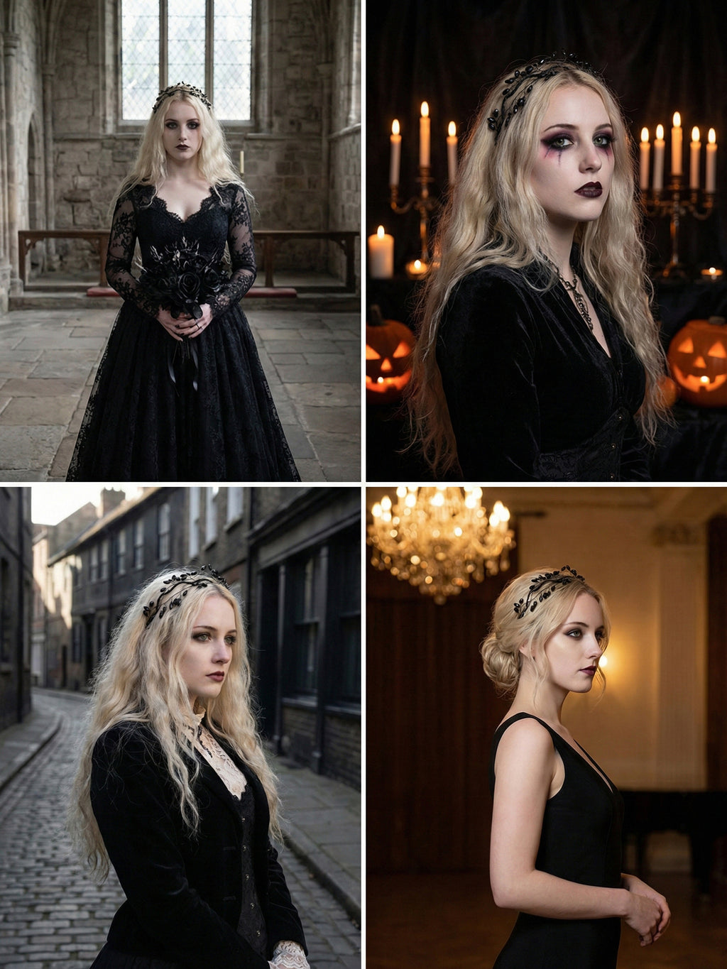 La belle noir fairy crystal headband