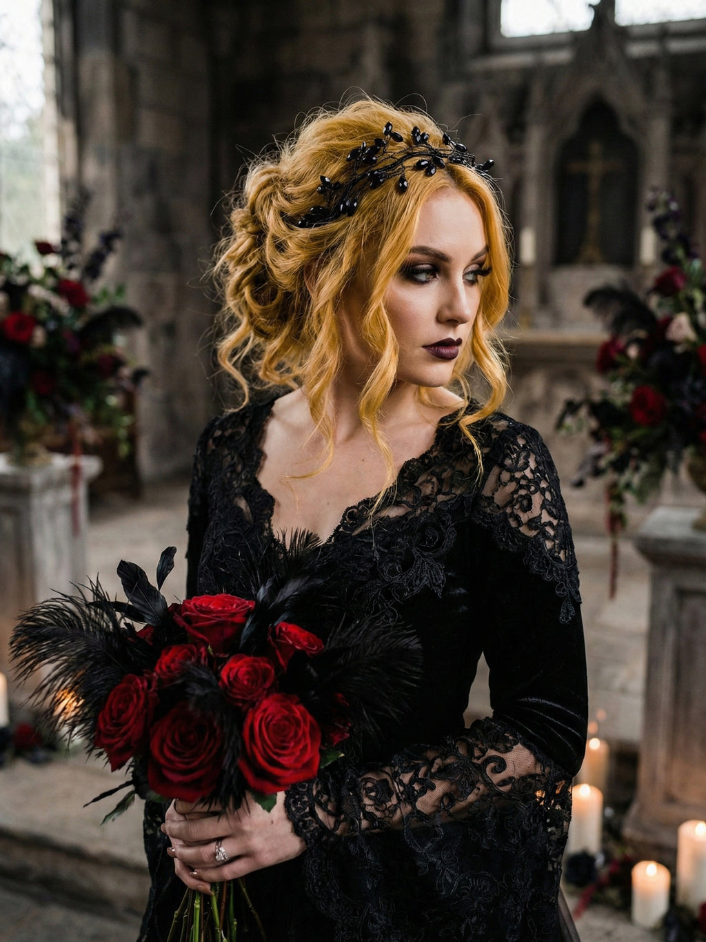 La belle noir fairy crystal headband
