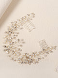 Floral pearl rhinestone hair vine