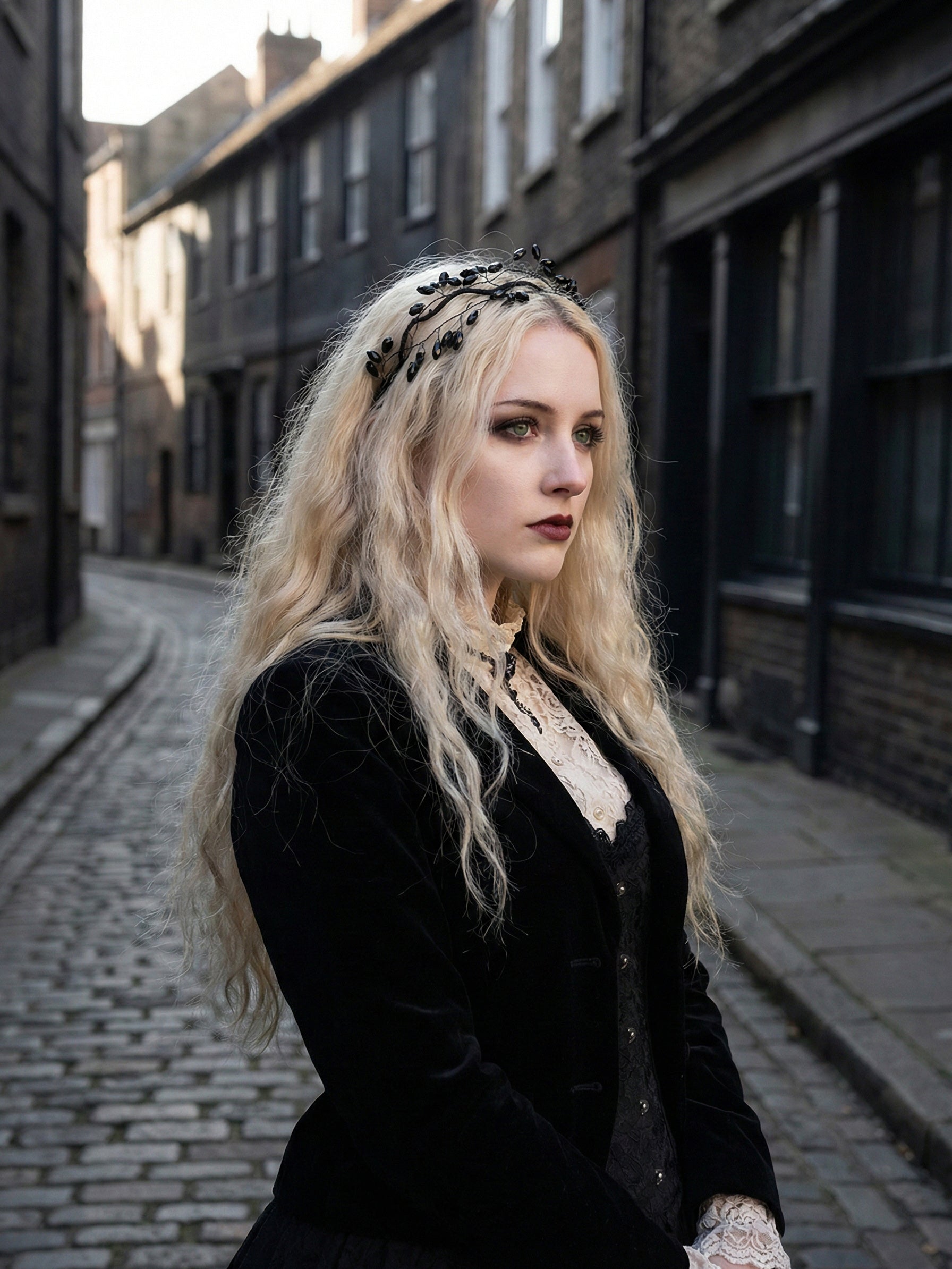 La belle noir fairy crystal headband