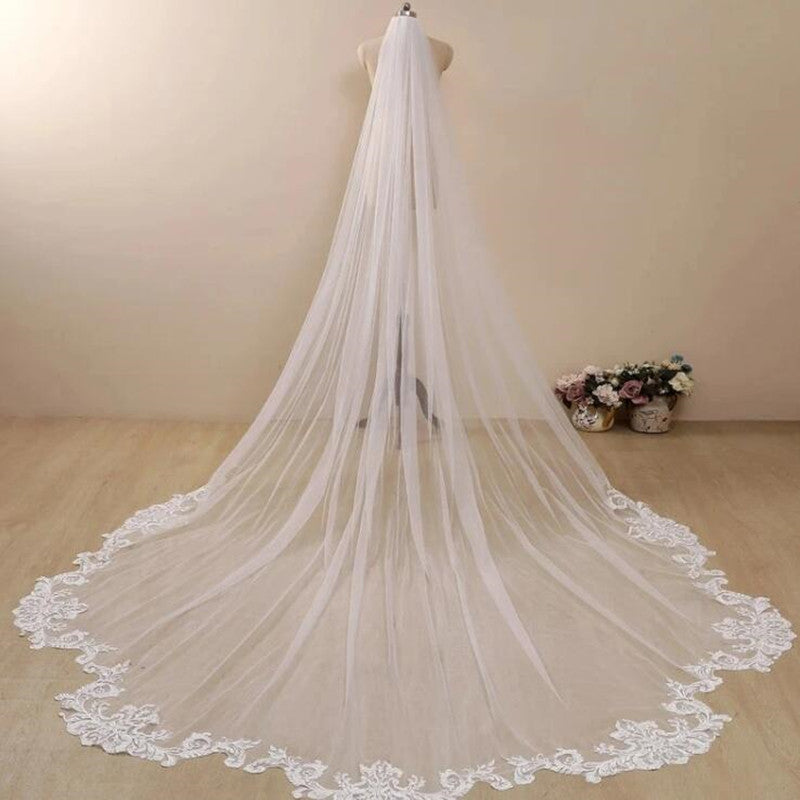 Lace trim veil