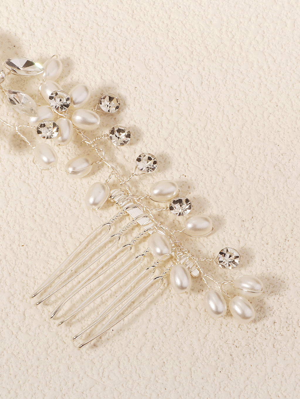 Floral pearl rhinestone hair vine