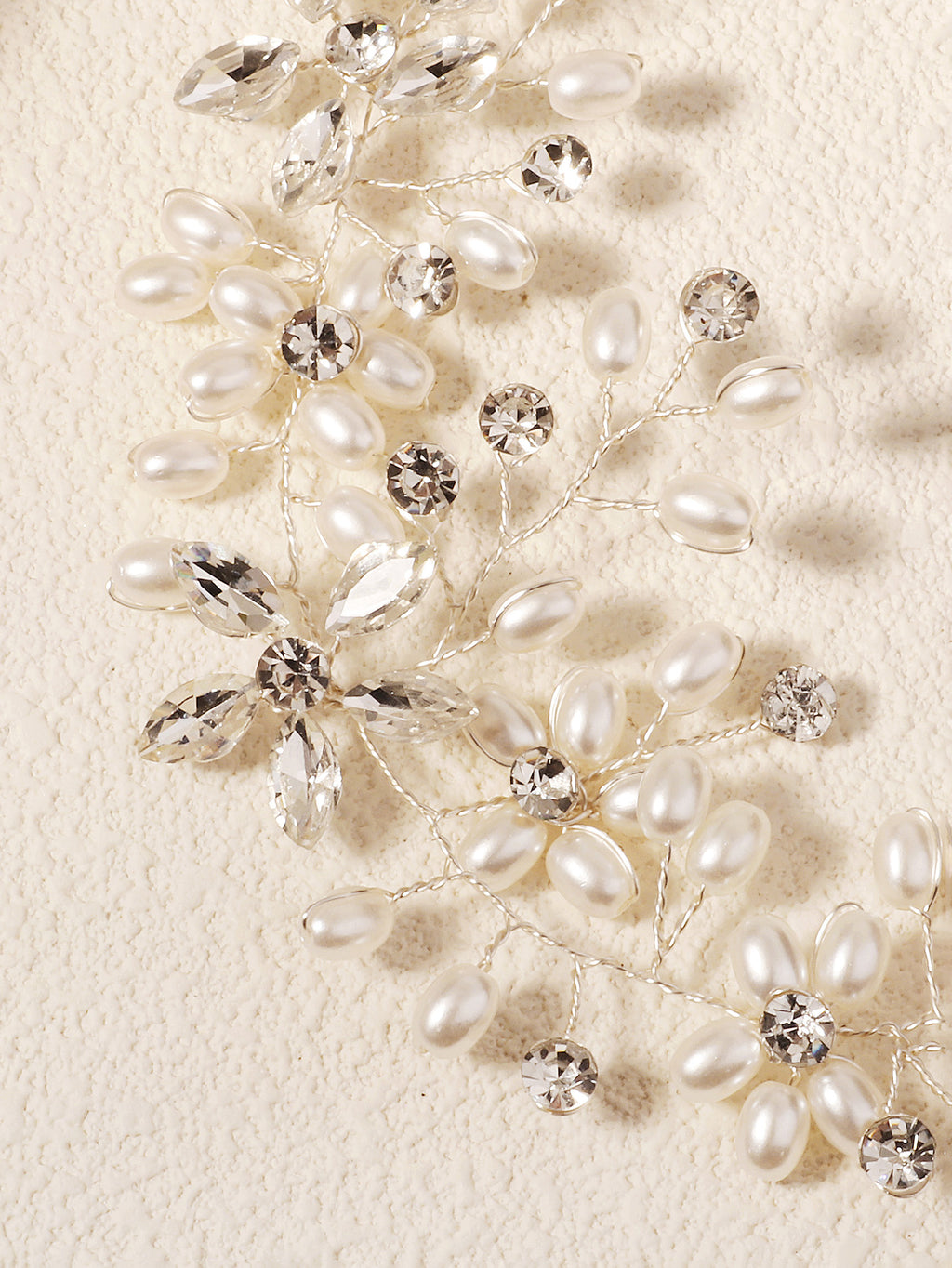 Floral pearl rhinestone hair vine