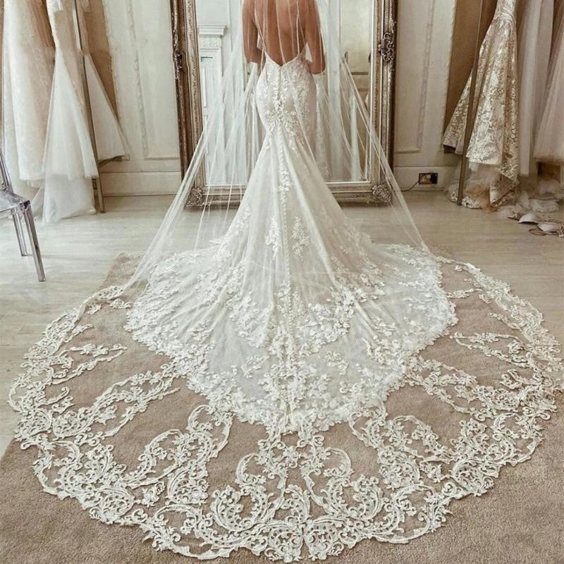 Delicate lace appliques veil